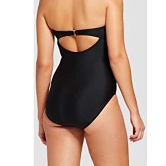 Merona Shirred Bandeau One Piece Swimsuit Black - Picture 2 of 6